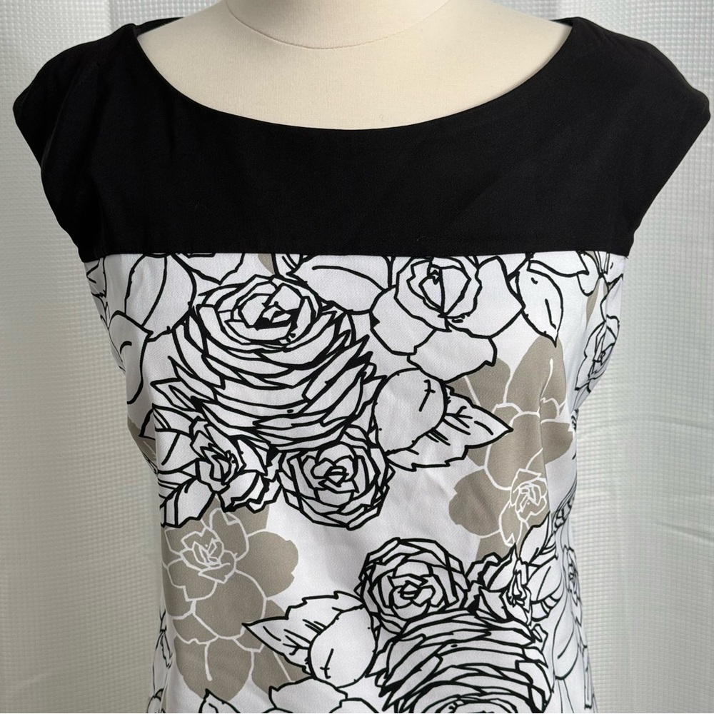 Signature by Sangria White Black and Yellow Sleeveless Sheath Dress, Size 16 - Picture 4 of 8
